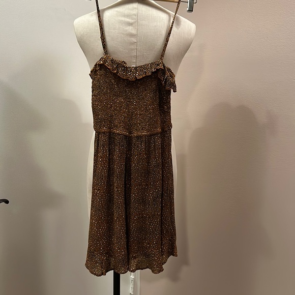 Urban Outfitters leopard ruffle chest lightweight mini dress sz small - Picture 2 of 11